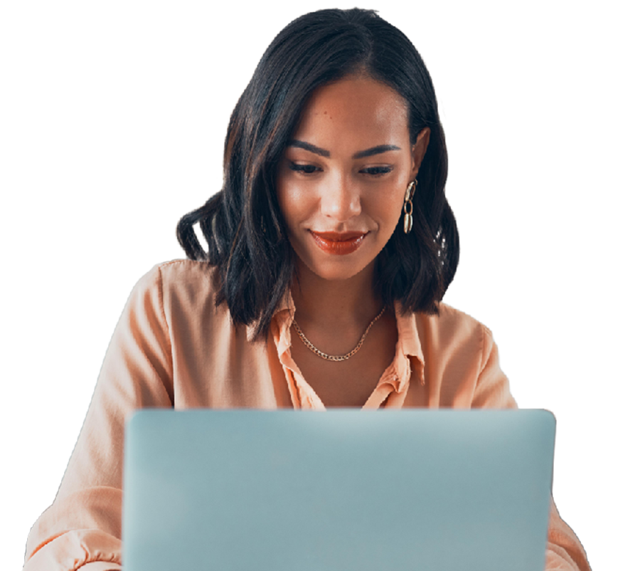 Lady smiling on laptop
