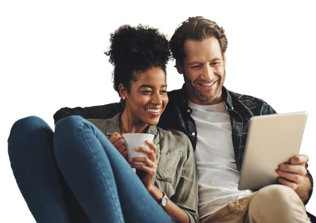 Couple using a tablet